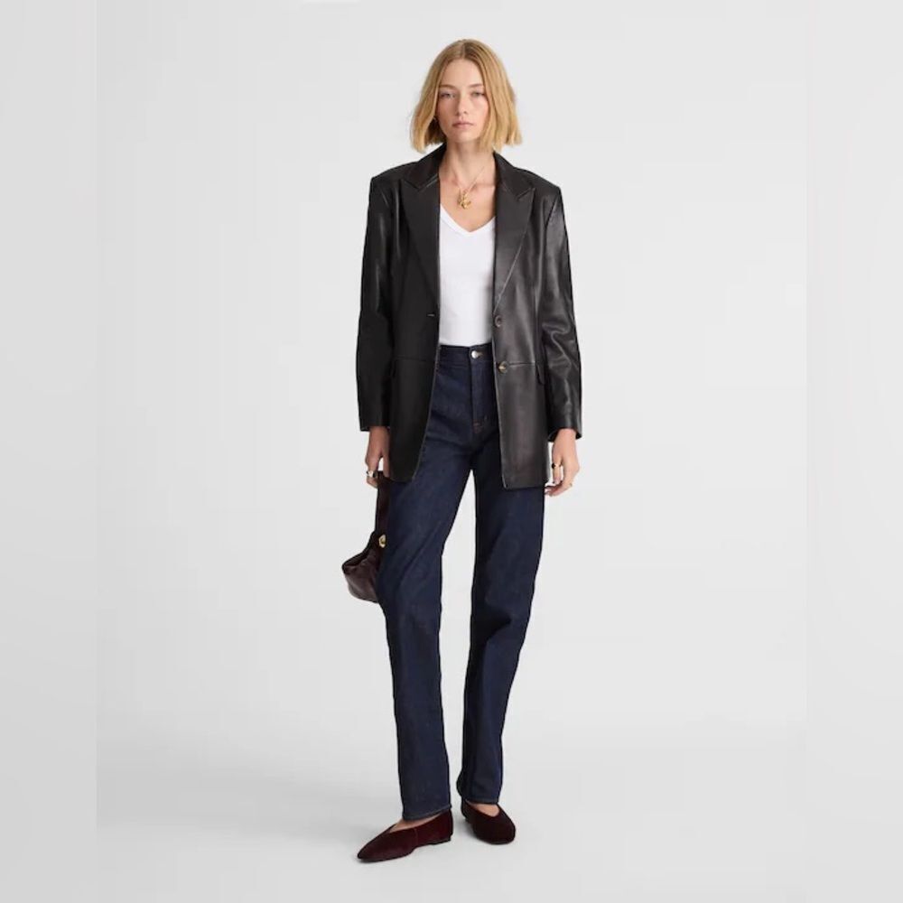 Madewell The Tall Longline Straight Jean in Rinse Wash Size 29 Tall Dark Blue Wa